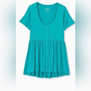 Torrid Teal Babydoll Shirt Size 6